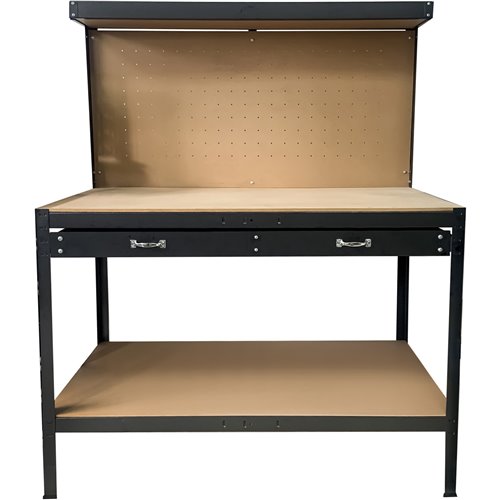 Professional Steel Workbench with Pegboard and Drawers 230kg Max Load 1100x540x1400mm | Stalwart DA-KWT28