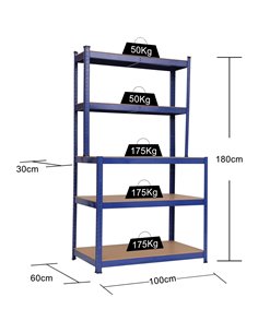Professional Steel Workbench with 5-Tier Shelf Rack 625kg Max Load 1100x540x1400mm | Stalwart DA-KWT33P