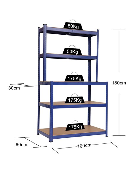 Professional Steel Workbench with 5-Tier Shelf Rack 625kg Max Load 1100x540x1400mm | Stalwart DA-KWT33P