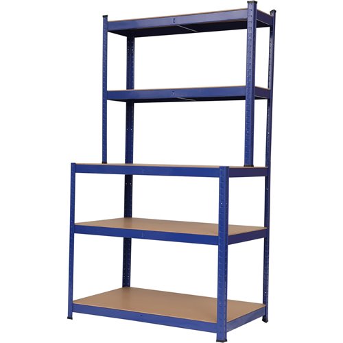 Professional Steel Workbench with 5-Tier Shelf Rack 625kg Max Load 1100x540x1400mm | Stalwart DA-KWT33P