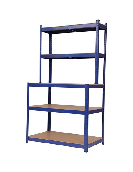 Professional Steel Workbench with 5-Tier Shelf Rack 625kg Max Load 1100x540x1400mm | Stalwart DA-KWT33P