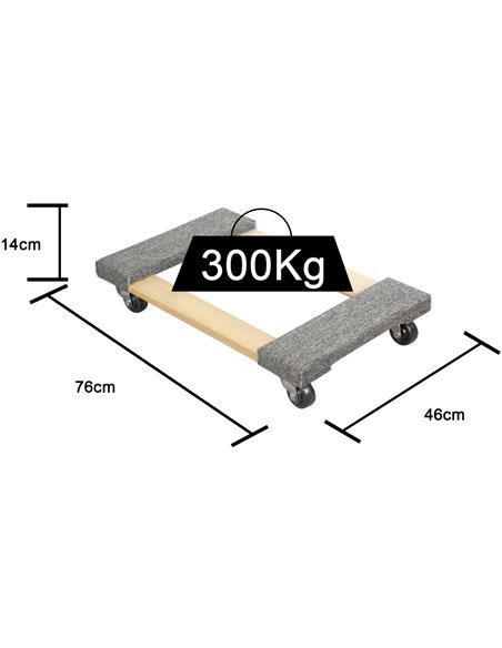 Heavy Duty Platform Trolley Dolly 300kg Capacity 760x460x140mm | Stalwart DA-TC0500