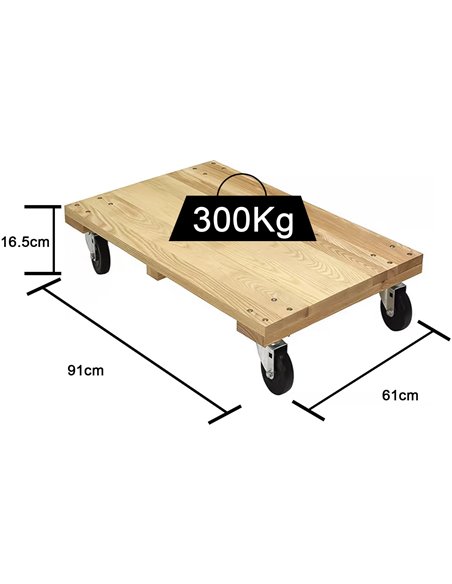 Heavy Duty Platform Trolley Dolly 300kg Capacity 910x610x165mm | Stalwart DA-TC0510