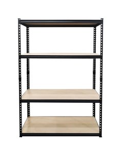 Industrial Shelving Unit Heavy Duty 4 Shelves 1100 kg Capacity (275 kg/shelf) 1500x600x1800mm Black | Stalwart DA-SP15060BLACK
