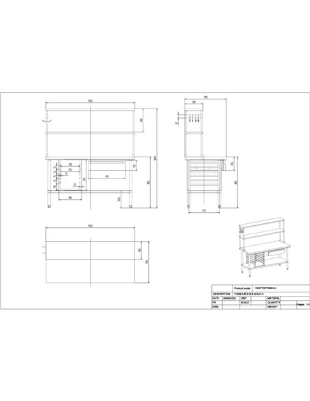 Commercial Stainless Steel Work Table with Overshelf, Drawer &amp GN Pan Rack 1500x700x1700mm | Stalwart DA-WT70150PS
