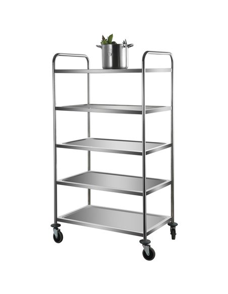 Professional Stainless Steel Trolley 5-Tiers 150kg Capacity 920x600x1540mm | Stalwart DA-CARRO5