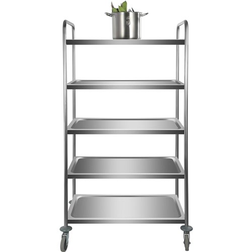 Professional Stainless Steel Trolley 5-Tiers 150kg Capacity 920x600x1540mm | Stalwart DA-CARRO5