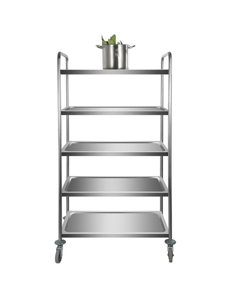 Professional Stainless Steel Trolley 5-Tiers 150kg Capacity 920x600x1540mm | Stalwart DA-CARRO5