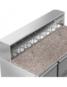 Pizza Prep Table 3 doors Stainless steel Pizza top 8xGN1/6 Depth 700mm | Stalwart DA-PZ33 2
