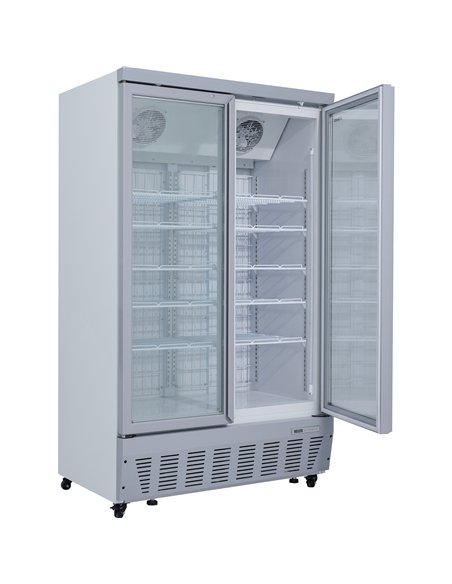Commercial Display Freezer 955 Litres Upright 2 Glass Doors Ventilated Cooling 1215x730x2020mm | Stalwart DA-SDT1000