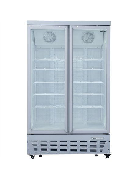Commercial Display Freezer 955 Litres Upright 2 Glass Doors Ventilated Cooling 1215x730x2020mm | Stalwart DA-SDT1000