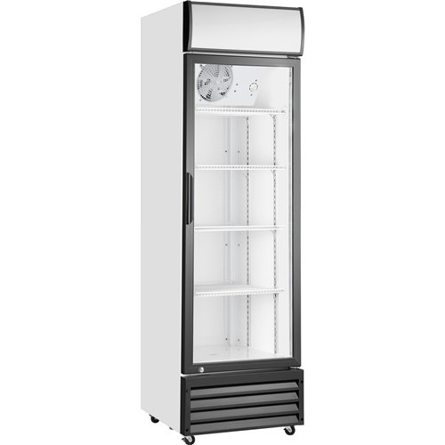 Commercial Upright Beverage Bottle Cooler 210 Litres Single Hinged Glass Door Black &amp White 538x525x1772mm | Stalwart DA-SSH2