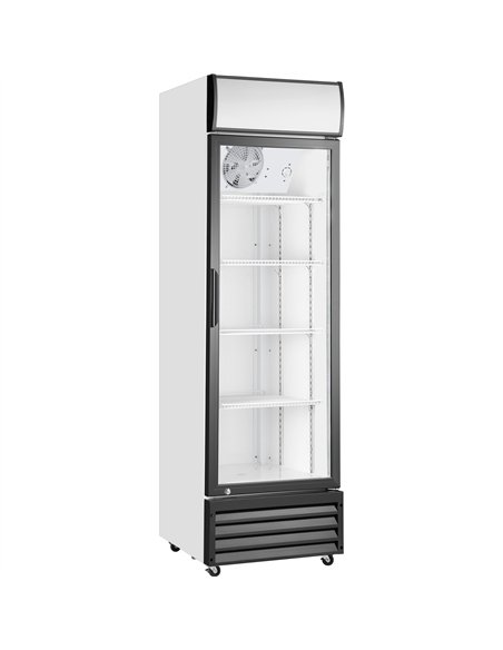 Commercial Upright Beverage Bottle Cooler 210 Litres Single Hinged Glass Door Black &amp White 538x525x1772mm | Stalwart DA-SSH2