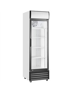 Commercial Upright Beverage Bottle Cooler 292 Litres Single Hinged Glass Door Black &amp White 578x605x1980mm | Stalwart DA-SSH2