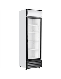 Commercial Upright Beverage Bottle Cooler 349 Litres Single Hinged Glass Door Black &amp White 606x620x1940mm | Stalwart DA-SSH2
