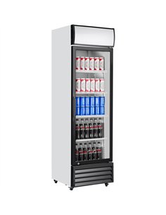 Commercial Upright Beverage Bottle Cooler 349 Litres Single Hinged Glass Door Black &amp White 606x620x1940mm | Stalwart DA-SSH2 2