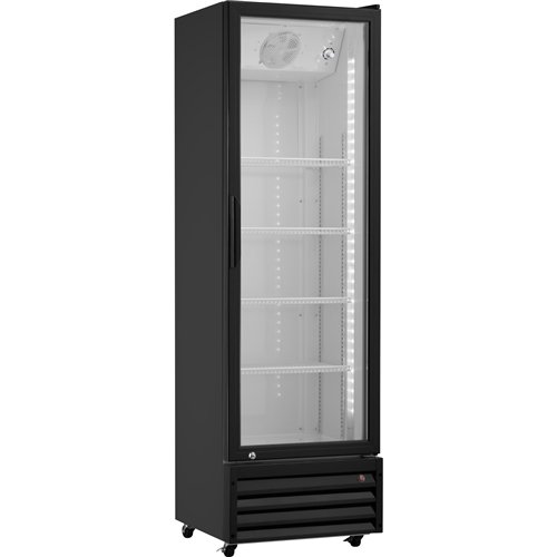 Commercial Upright Beverage Bottle Cooler 335 Litres Single Hinged Glass Door Black 578x605x1980mm | Stalwart DA-SSH32