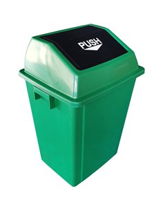 Square Push Lid Bin 40 Litres Green | Stalwart DA-XDL40B2GREEN