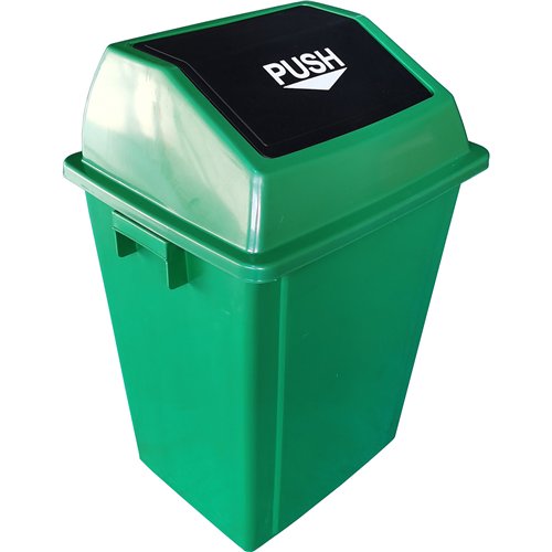 Square Push Lid Bin 40 Litres Green | Stalwart DA-XDL40B2GREEN