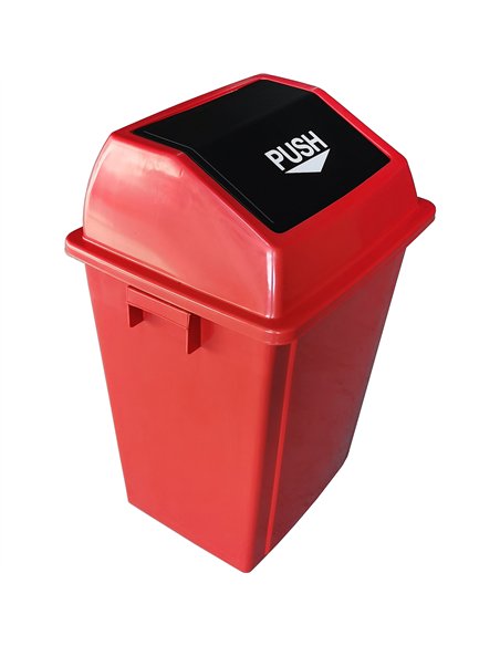 Square Push Lid Bin 100 Litres Red | Stalwart DA-XDL100D11RED