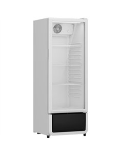 Commercial Single Door Bottle Cooler Upright 388 Litres 5 Shelves Fan Assisted Cooling Hinged Glass Door White 595x585x1878mm | 