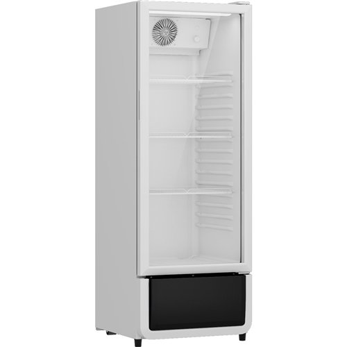 Commercial Single Door Bottle Cooler Upright 388 Litres 5 Shelves Fan Assisted Cooling Hinged Glass Door White 595x585x1878mm | 