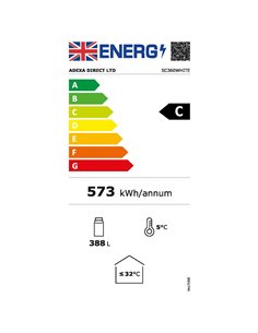 Commercial Single Door Bottle Cooler Upright 388 Litres 5 Shelves Fan Assisted Cooling Hinged Glass Door White 595x585x1878mm |  2