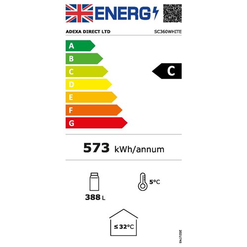 Commercial Single Door Bottle Cooler Upright 388 Litres 5 Shelves Fan Assisted Cooling Hinged Glass Door White 595x585x1878mm | 