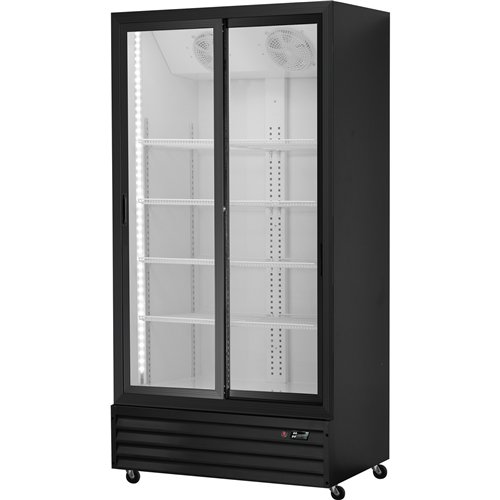 Commercial Upright Beverage Bottle Cooler 764 Litres Double Glass Door Black 1130x700x2023mm | Stalwart DA-SSH42