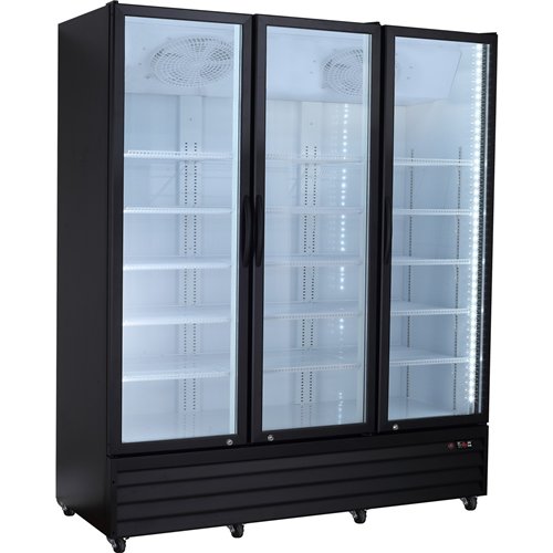 Commercial Upright Beverage Bottle Cooler 1383 Litres Triple Glass Door Black 1710x700x2063mm | Stalwart DA-SSH44