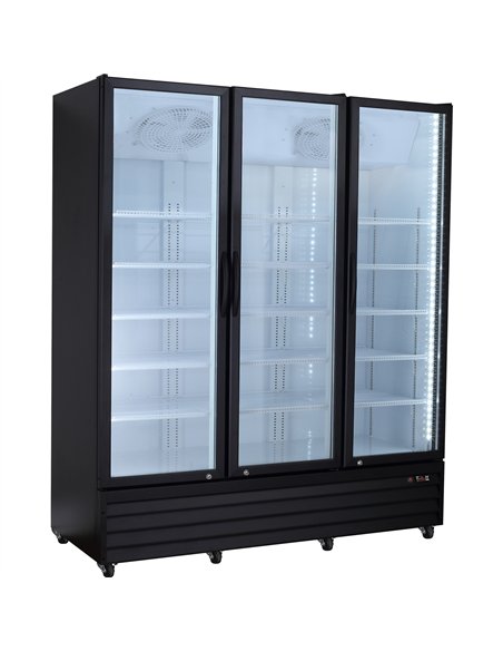 Commercial Upright Beverage Bottle Cooler 1383 Litres Triple Glass Door Black 1710x700x2063mm | Stalwart DA-SSH44