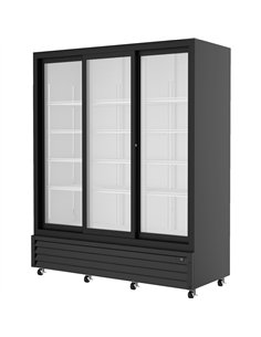 Commercial Upright Beverage Bottle Cooler 1383 Litres Triple Glass Door Black 1710x700x2063mm | Stalwart DA-SSH44 2