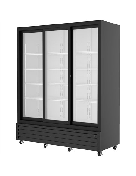 Commercial Upright Beverage Bottle Cooler 1383 Litres Triple Glass Door Black 1710x700x2063mm | Stalwart DA-SSH44