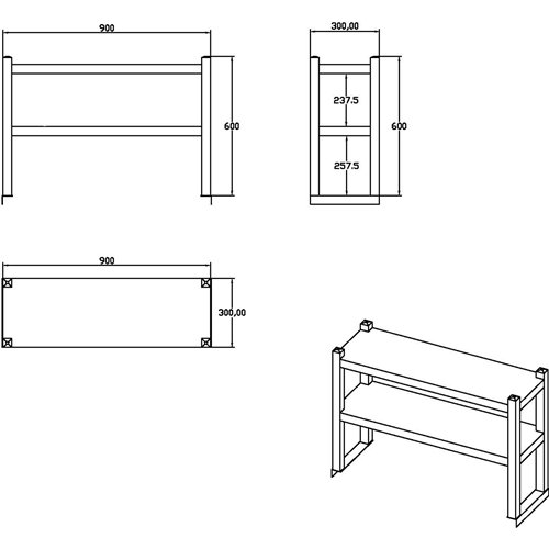 Double Tier Overshelf with Square Tubing Stainless Steel 900x280x600mm | Stalwart DA-QNH102