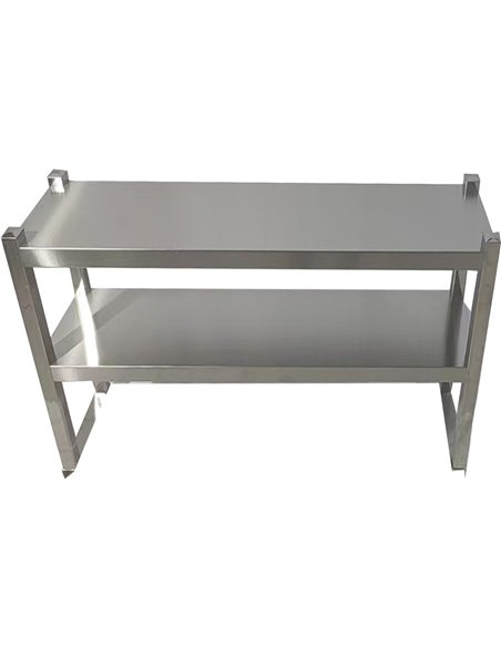Double Tier Overshelf with Square Tubing Stainless Steel 1200x280x600mm | Stalwart DA-QNH104