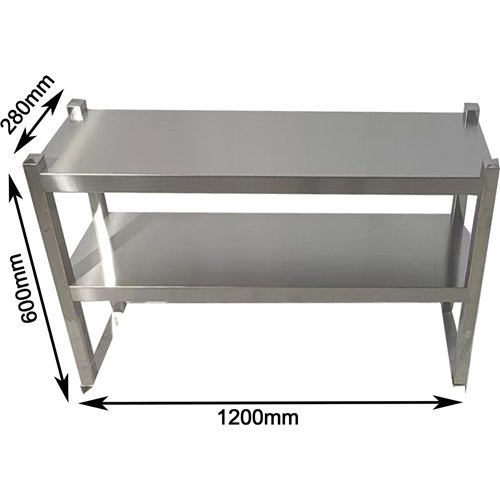 Double Tier Overshelf with Square Tubing Stainless Steel 1200x280x600mm | Stalwart DA-QNH104