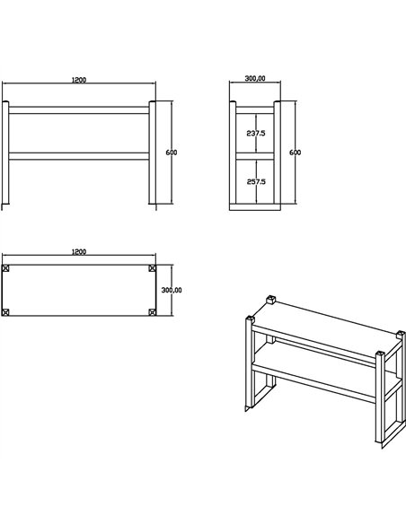Double Tier Overshelf with Square Tubing Stainless Steel 1200x280x600mm | Stalwart DA-QNH104