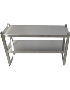 Double Tier Overshelf with Square Tubing Stainless Steel 1500x280x600mm | Stalwart DA-QNH106