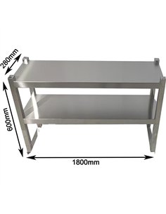Double Tier Overshelf with Square Tubing Stainless Steel 1800x280x600mm | Stalwart DA-QNH108 2