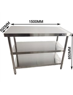 Commercial 3-Tier Stainless Steel Work Table with Undershelves 1500x600x850mm | Stalwart DA-QNH1106 2