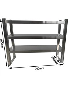 Triple Tier Overshelf with Square Tubing Stainless Steel 900x280x750mm | Stalwart DA-QNH202 2