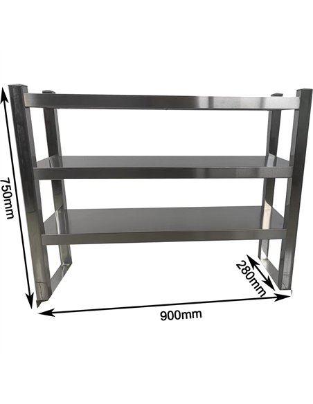 Triple Tier Overshelf with Square Tubing Stainless Steel 900x280x750mm | Stalwart DA-QNH202