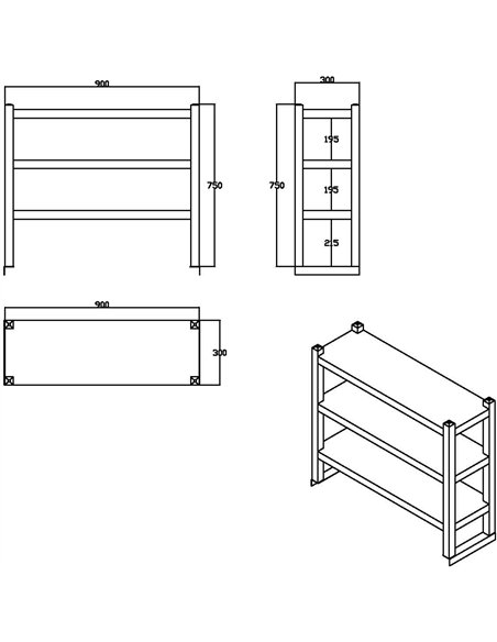Triple Tier Overshelf with Square Tubing Stainless Steel 900x280x750mm | Stalwart DA-QNH202