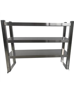 Triple Tier Overshelf with Square Tubing Stainless Steel 1200x280x750mm | Stalwart DA-QNH204