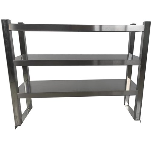 Triple Tier Overshelf with Square Tubing Stainless Steel 1200x280x750mm | Stalwart DA-QNH204