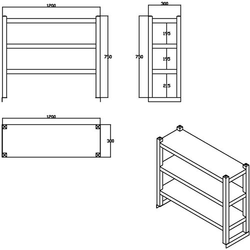 Triple Tier Overshelf with Square Tubing Stainless Steel 1200x280x750mm | Stalwart DA-QNH204