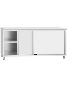 Commercial Stainless Steel Sliding Door Work Table Cabinet with Shelf 1800x600x850mm | Stalwart DA-QNH306