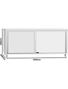Commercial Stainless Steel Sliding Door Work Table Cabinet with Shelf 2100x600x850mm | Stalwart DA-QNH308 2