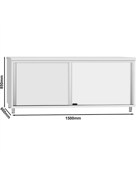 Commercial Stainless Steel Sliding Door Work Table Cabinet with Shelf 2100x600x850mm | Stalwart DA-QNH308