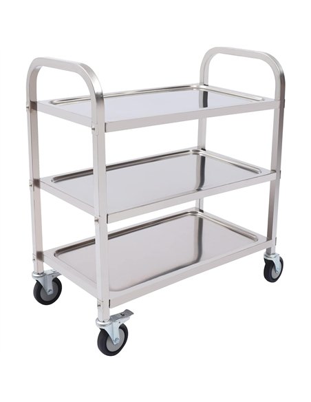 Commercial 3 tier Stainless Steel Serving/Service/Clearing Trolley 920x500x930mm | Stalwart DA-QNH402